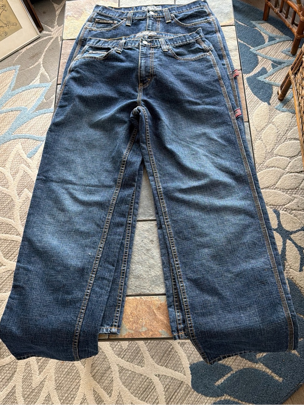 2 Pr. vintage US Polo Assn. Baggy Carpenter Classic Men's Blue Denim Jeans 32x34